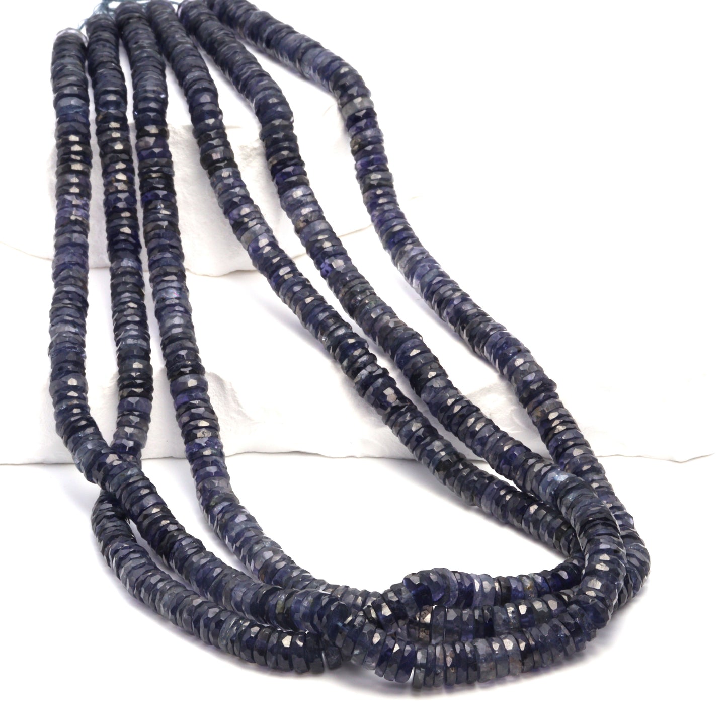Blue Iolite 6mm Faceted Tires Bead Strand