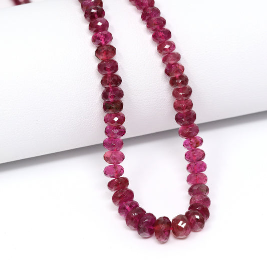 Pink Tourmaline 5mm – 6.5mm Faceted Rondelles Bead Strand