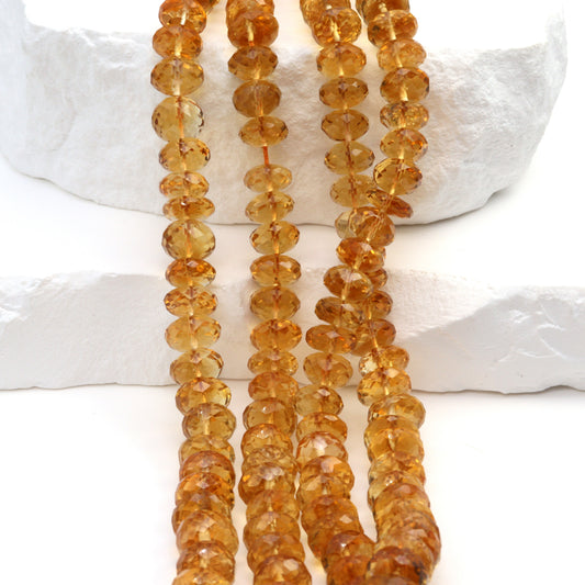 Yellow Orange Citrine 7mm Faceted Rondelles