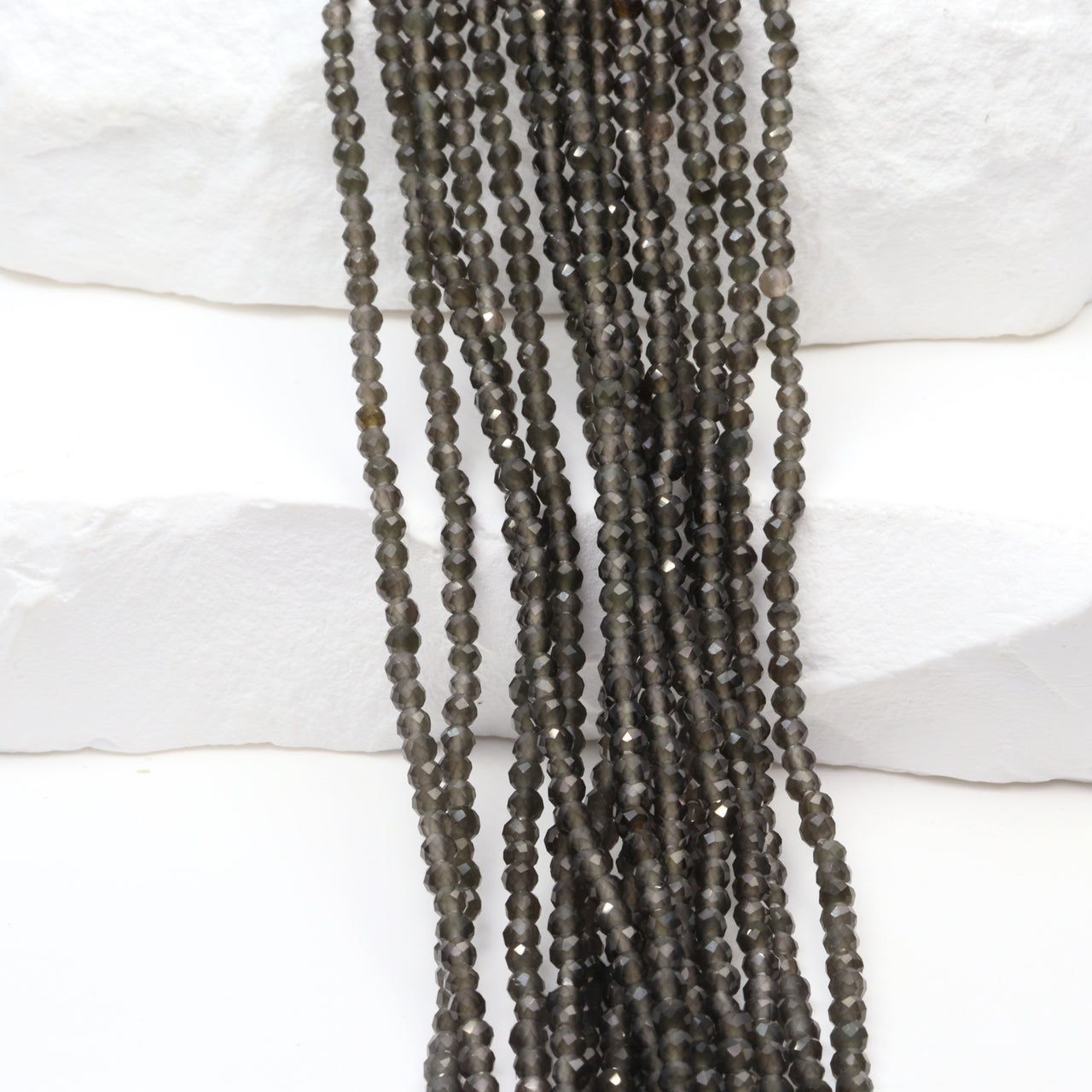 Black Obsidian 2mm Faceted Rounds
