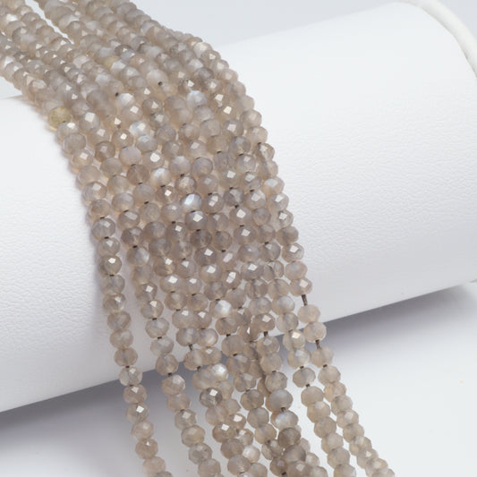 Gray Moonstone 3mm Faceted Rondelles