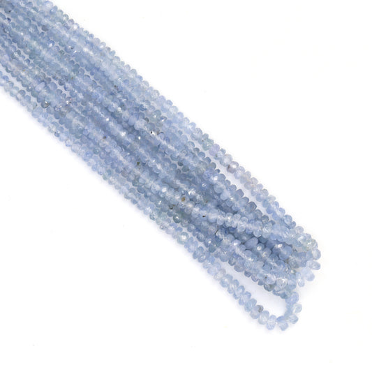 Light Blue Sapphire 2mm - 3mm Hand Faceted Rondelles Bead Strand