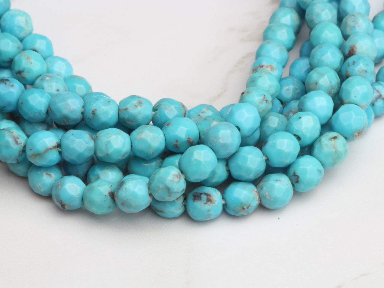 Natural Blue Turquoise 4mm Faceted Rounds