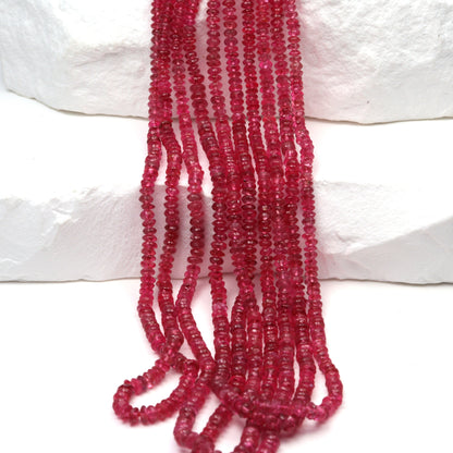 Pink Spinel 2.25mm Smooth Rondelles Bead Strand