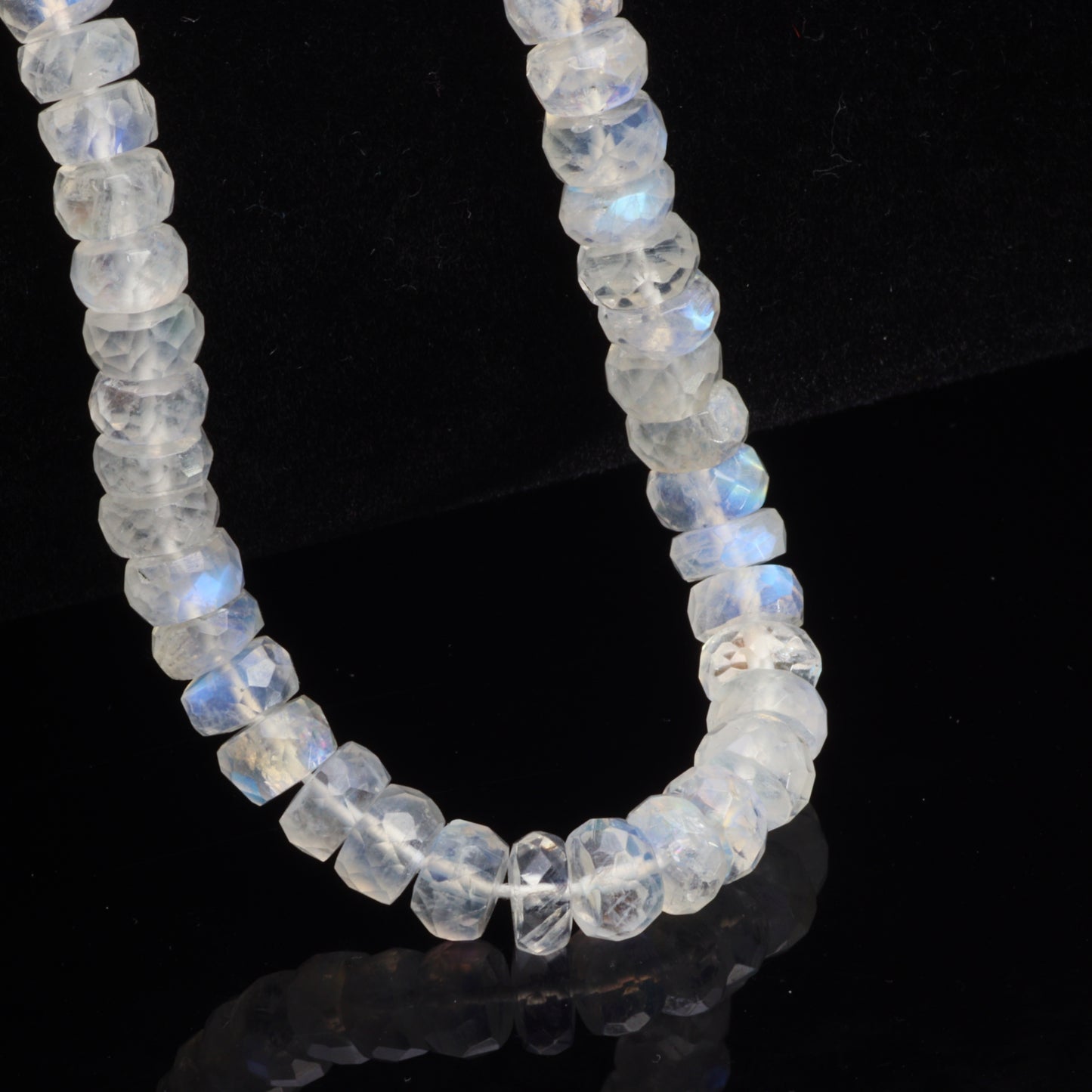 AA Blue Rainbow Moonstone 6mm Faceted Rondelles
