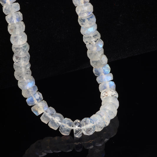 AA Blue Rainbow Moonstone 6mm Faceted Rondelles