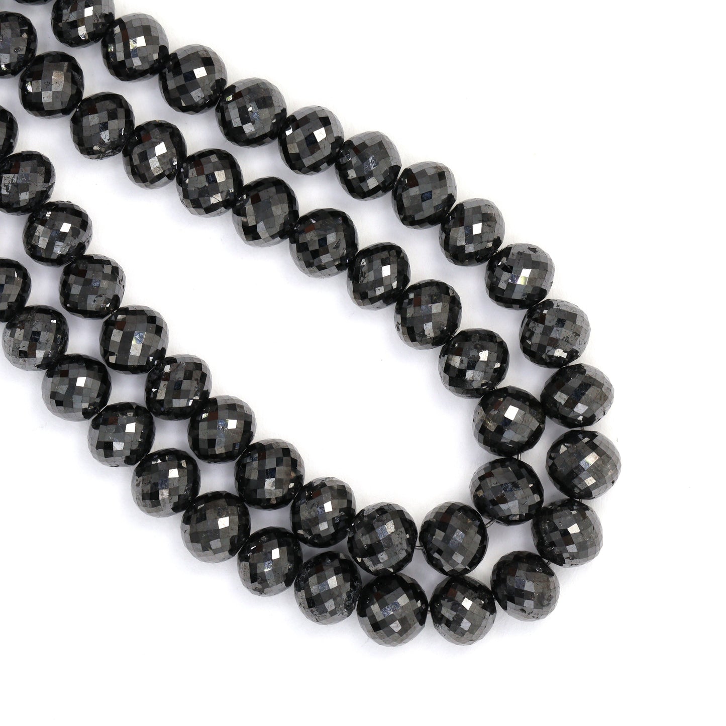 Black Diamond 7mm - 8mm Faceted Rondelles Bead Strand