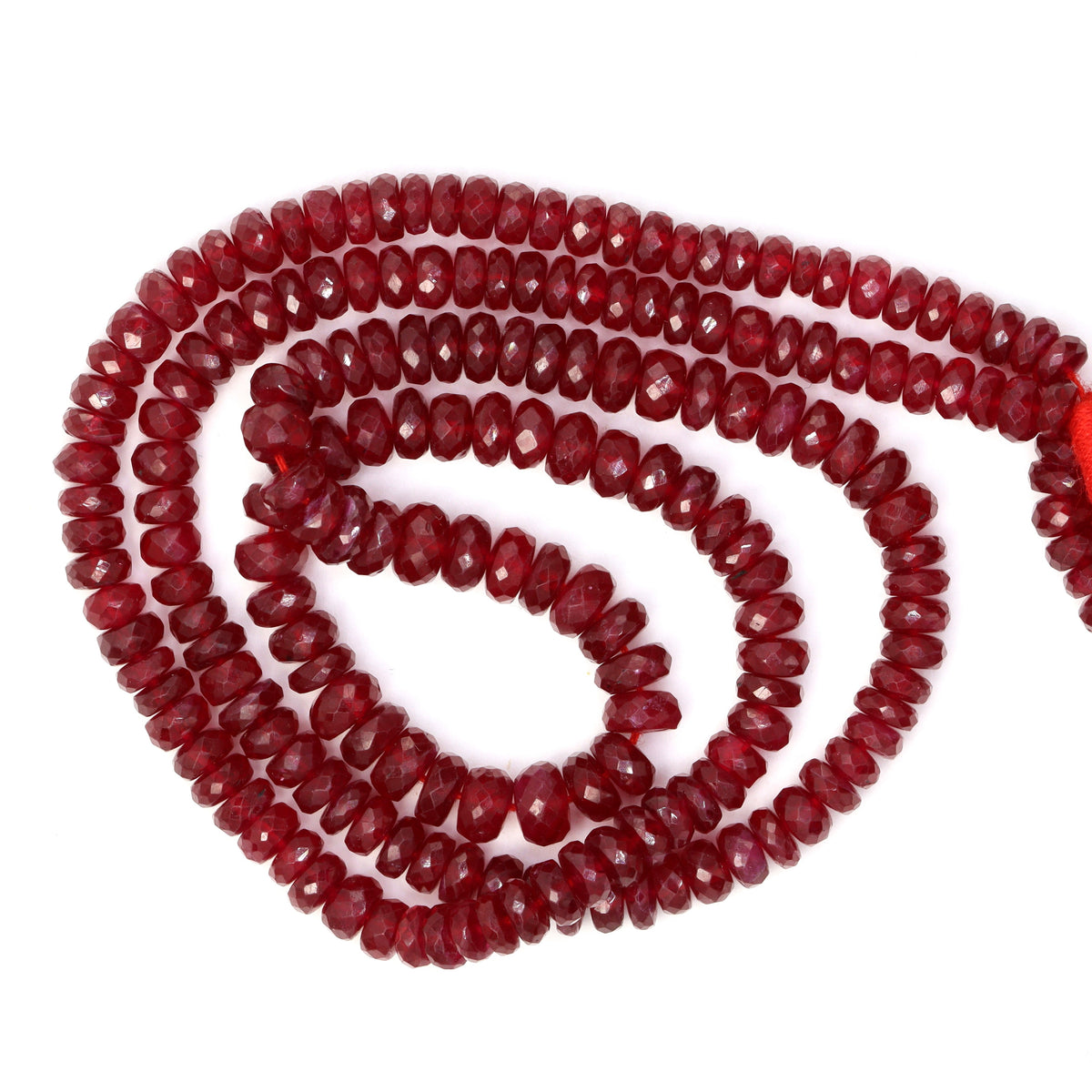 AAA Red Ruby 4mm - 5.5mm Hand Faceted Rondelles Bead Strand