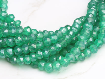 Coated Green Onyx 3.5mm Faceted Rondelles