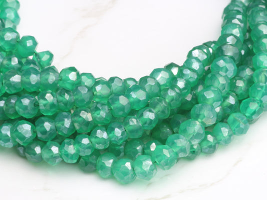 Coated Green Onyx 3.5mm Faceted Rondelles