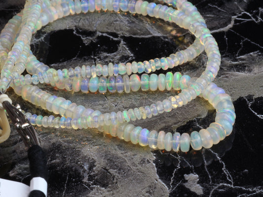 Warm White Ethiopian Opal 3mm Smooth Rondelles