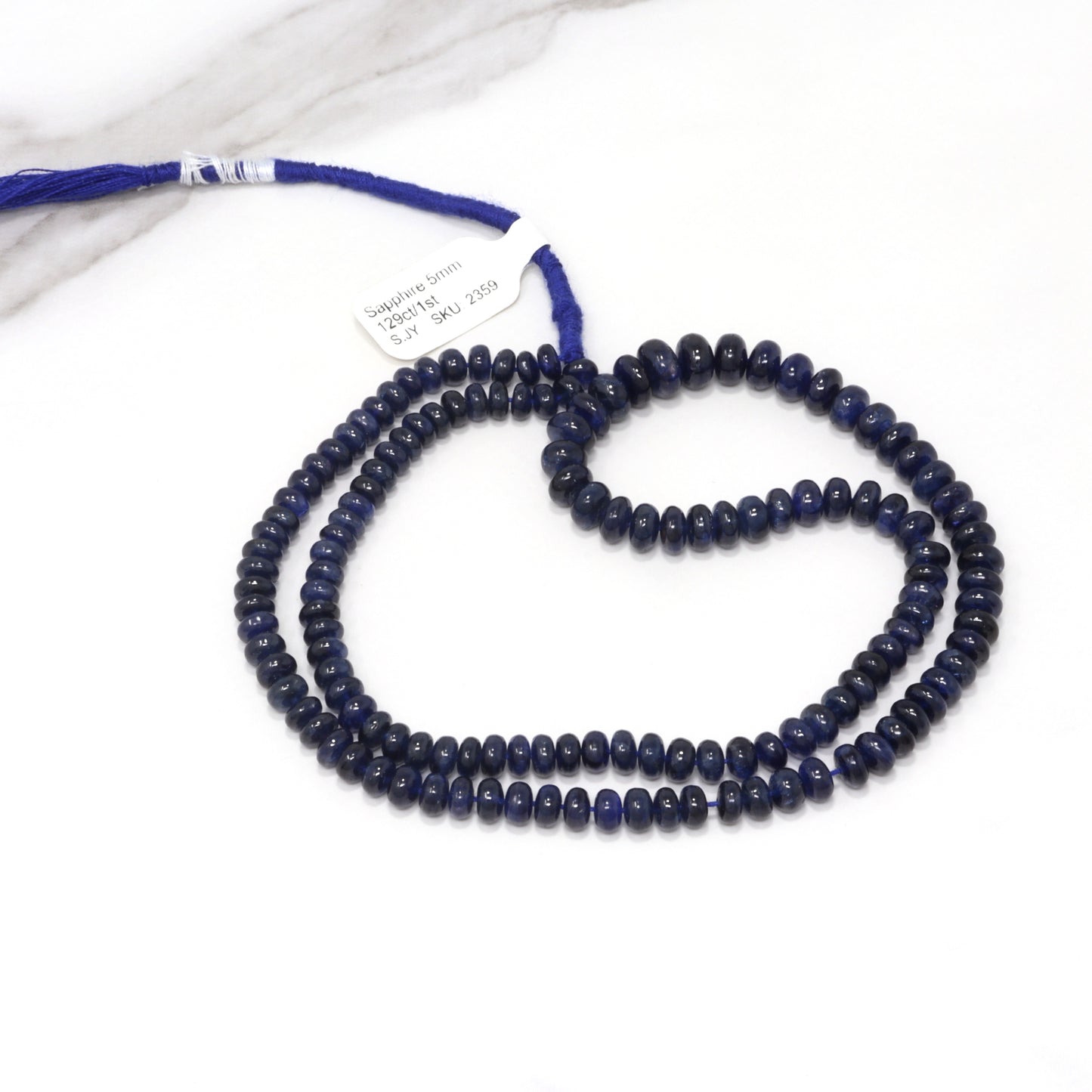 Navy Blue Sapphire 5mm Smooth Rondelles