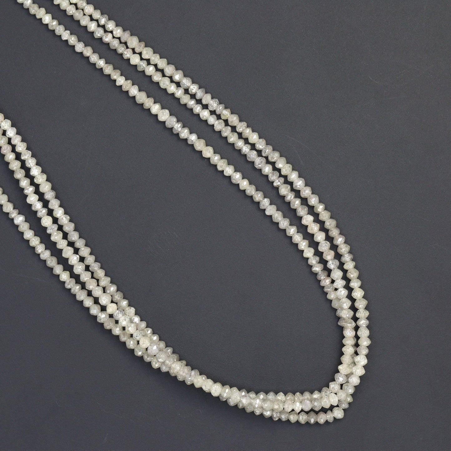 Gray Diamond 1.6mm - 2mm Faceted Rondelles Bead Strand