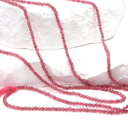 Pink Tourmaline 2mm Faceted Rounds Bead Strand
