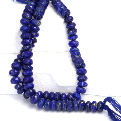 Royal Blue Lapis Lazuli 7mm Faceted Rondelles Bead Strand