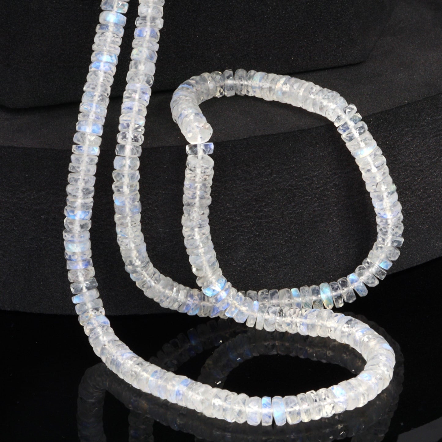 AA Blue Rainbow Moonstone 4mm Faceted Tires