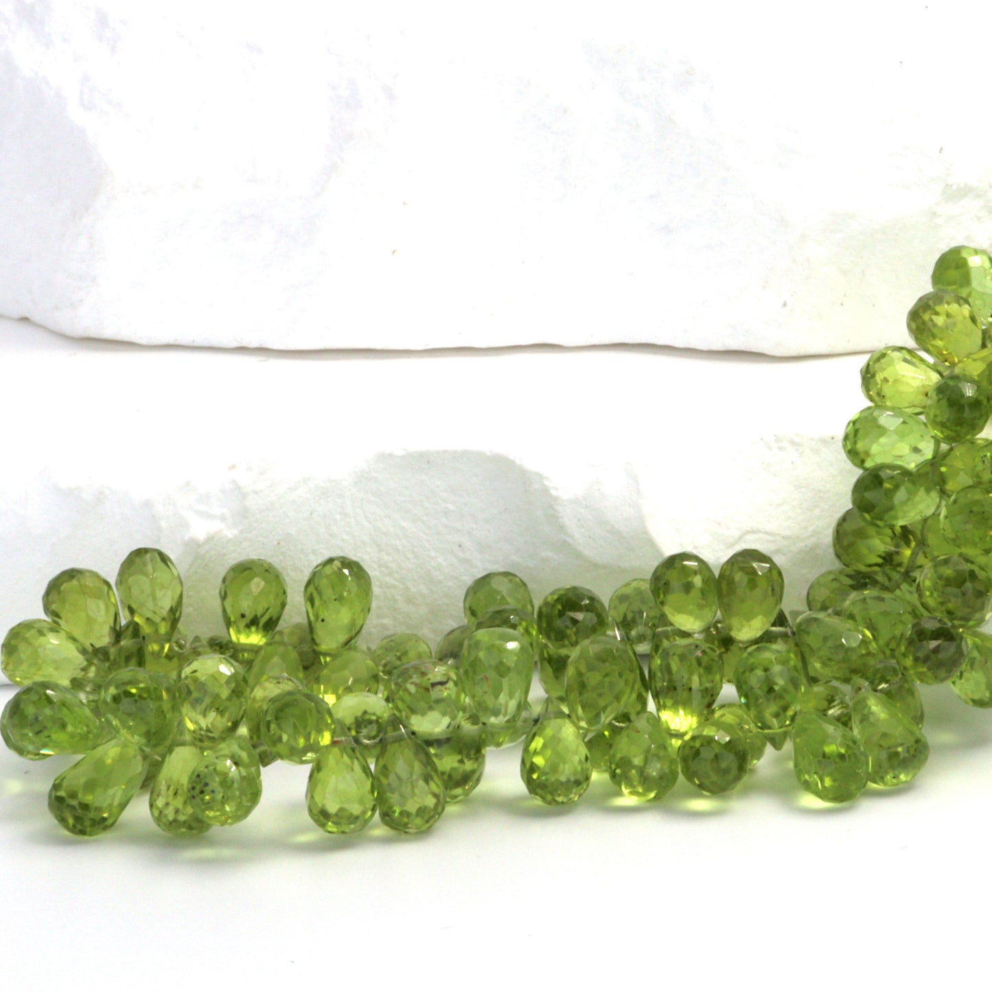 Green Peridot 8x5mm Faceted Teardrop Briolettes