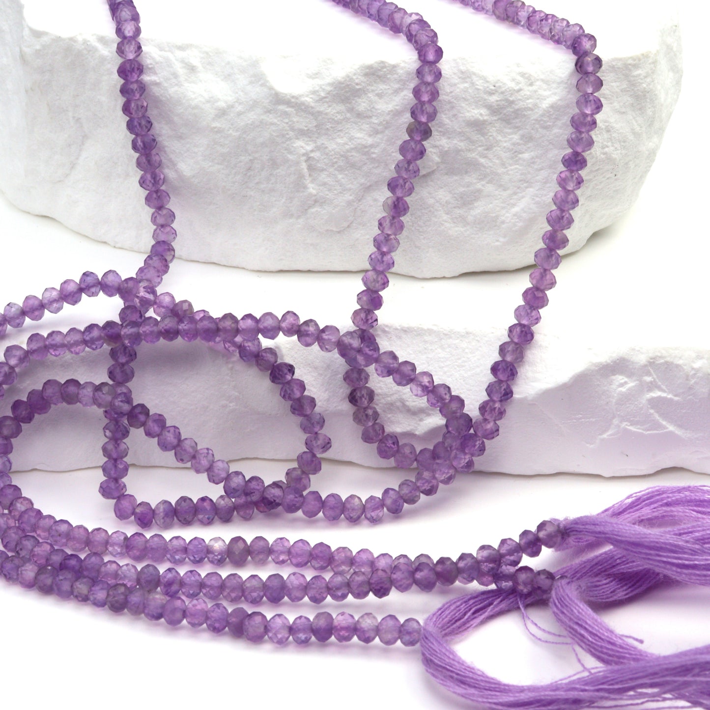 Pink Amethyst 3mm Faceted Rondelles Bead Strand