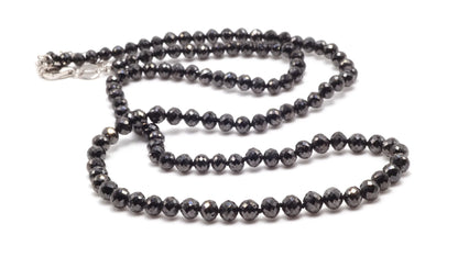 18k Black Diamond Knotted Bead Necklace (~40ct)