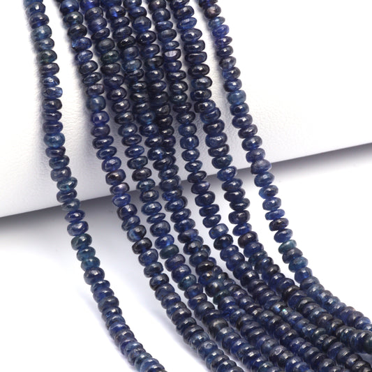 Navy Blue Sapphire 2.75mm - 3.25mm Smooth Rondelles Bead Strand