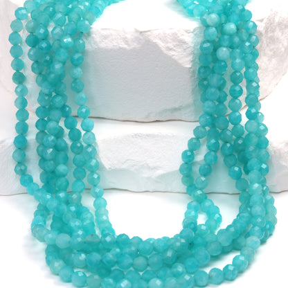 Blue Amazonite 4mm Faceted Rounds Bead Strand