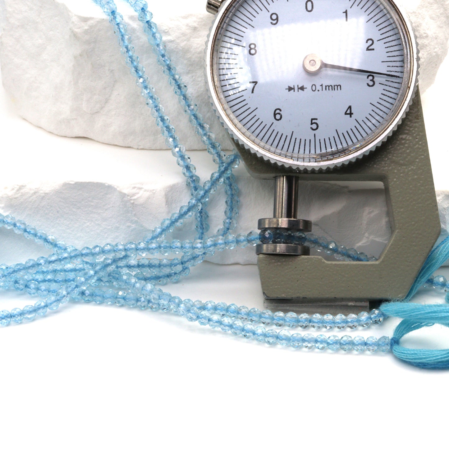 Sky Blue Topaz 3mm Faceted Rondelles Bead Strand