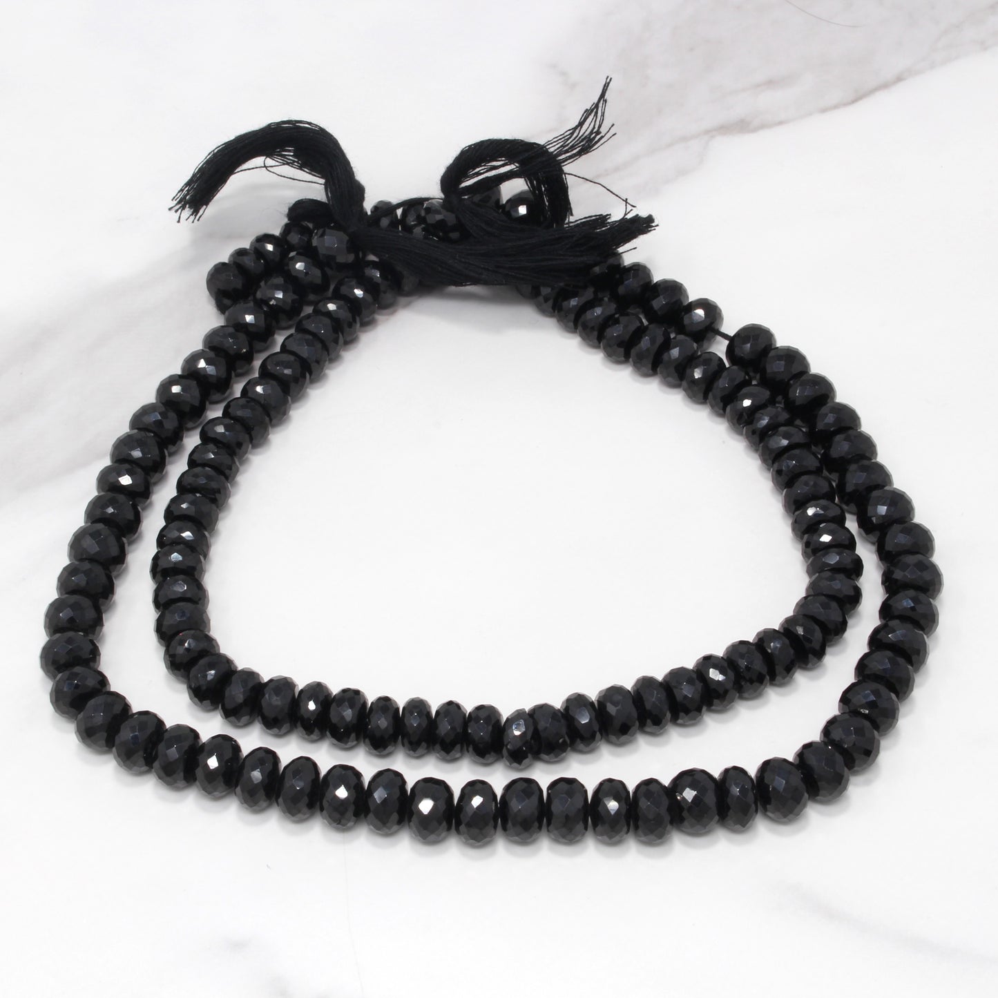 Black Spinel 10mm Faceted Rondelles