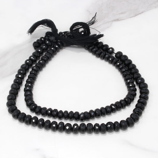 Black Spinel 10mm Faceted Rondelles