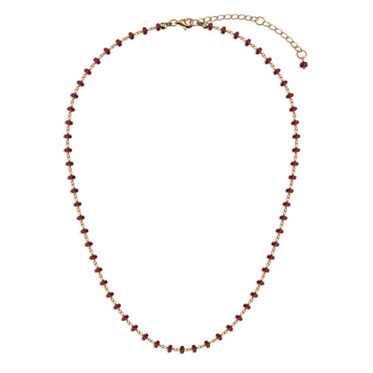 18K Ruby Rosary Beads Necklace