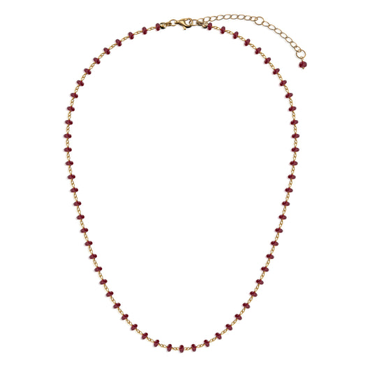 18K Ruby Rosary Beads Necklace