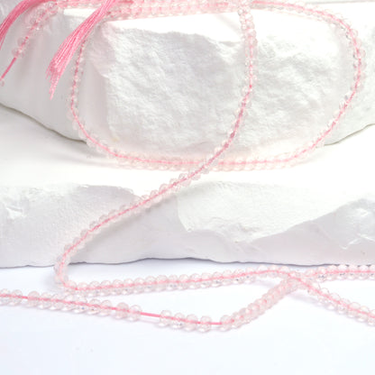 Pink Rose Quartz 3mm Faceted Rondelles Bead Strand