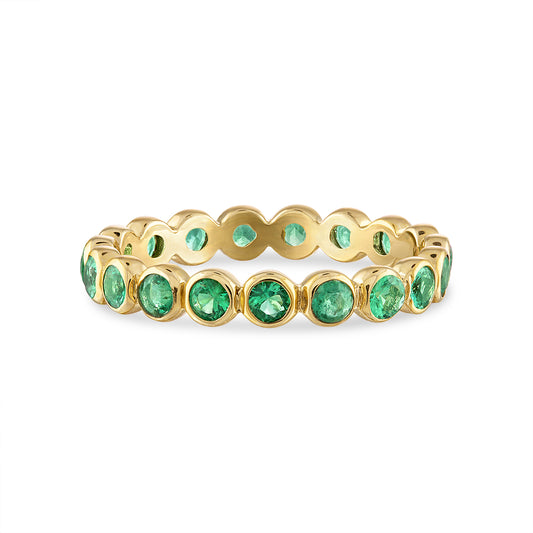 Bezel Set Emerald Eternity Band