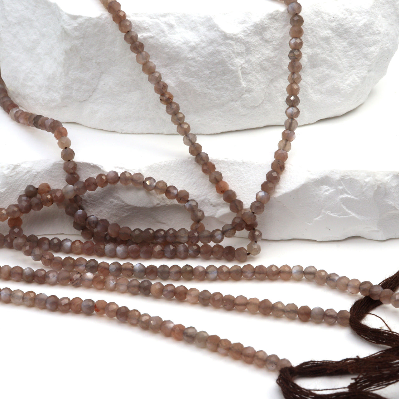 Chocolate Moonstone 3mm Faceted Rondelles Bead Strand