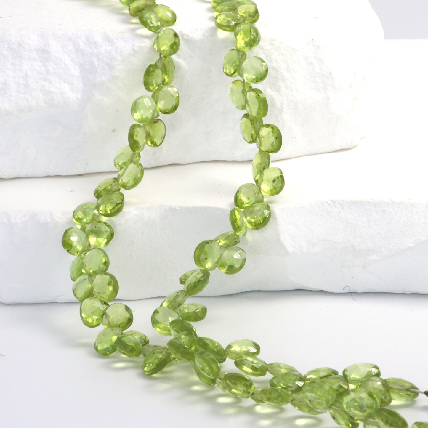 Green Peridot 5mm Faceted Heart Shaped Briolettes