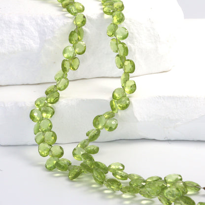 Green Peridot 5mm Faceted Heart Shaped Briolettes