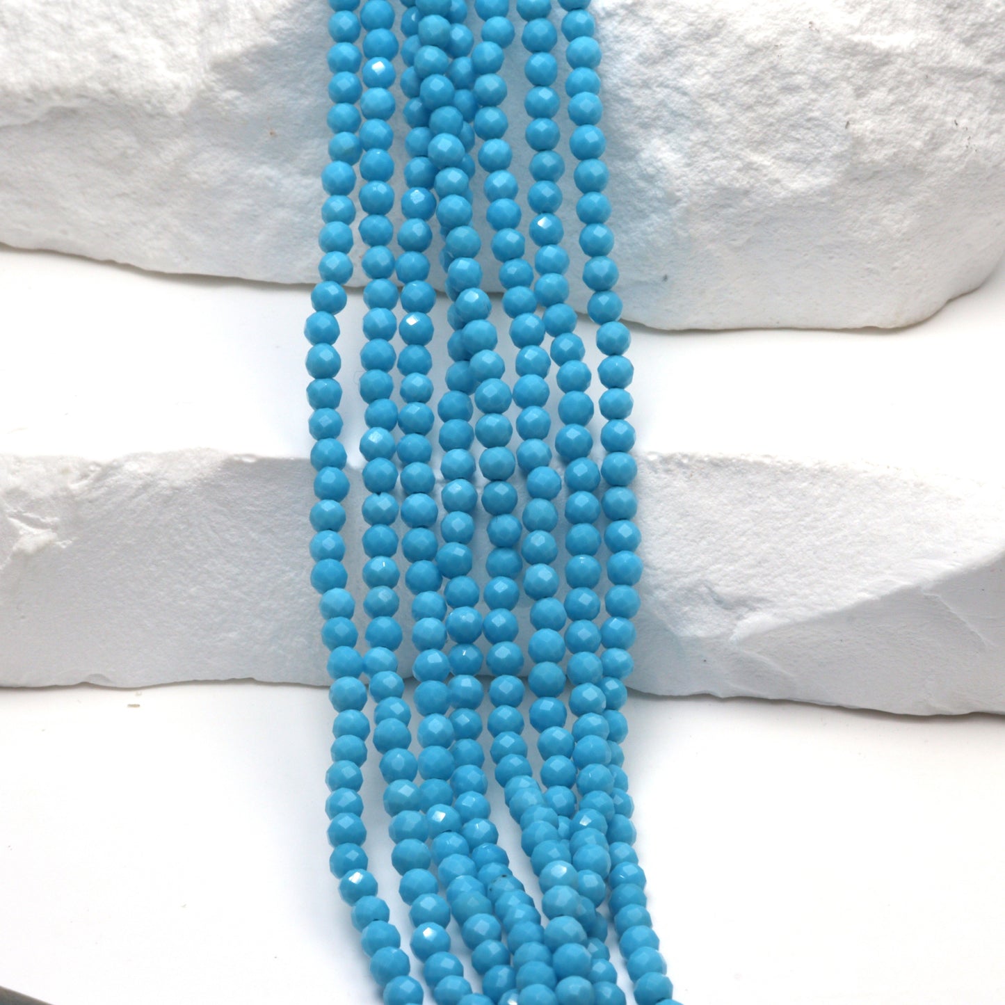 Blue Turquoise (R) 2.5mm Faceted Rounds Bead Strand