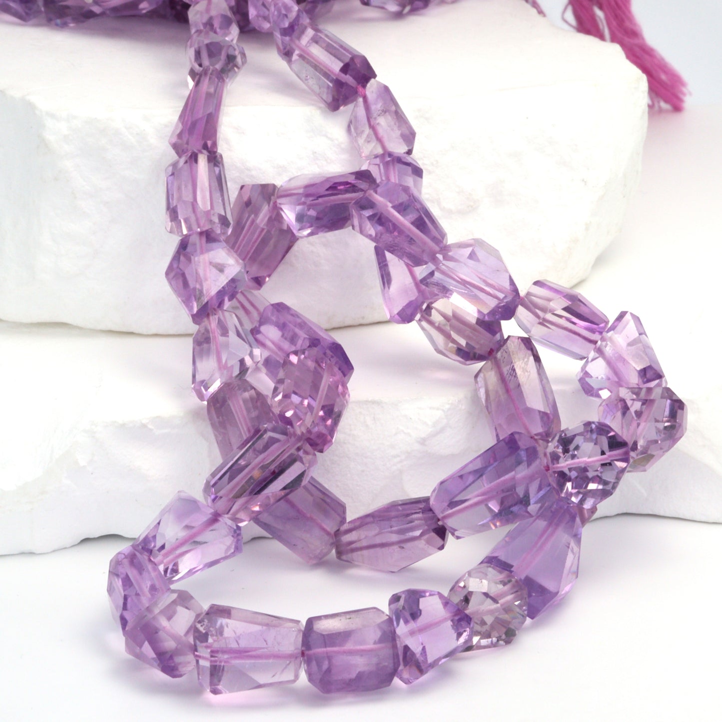 Pink Amethyst 14x7mm Faceted Nuggets