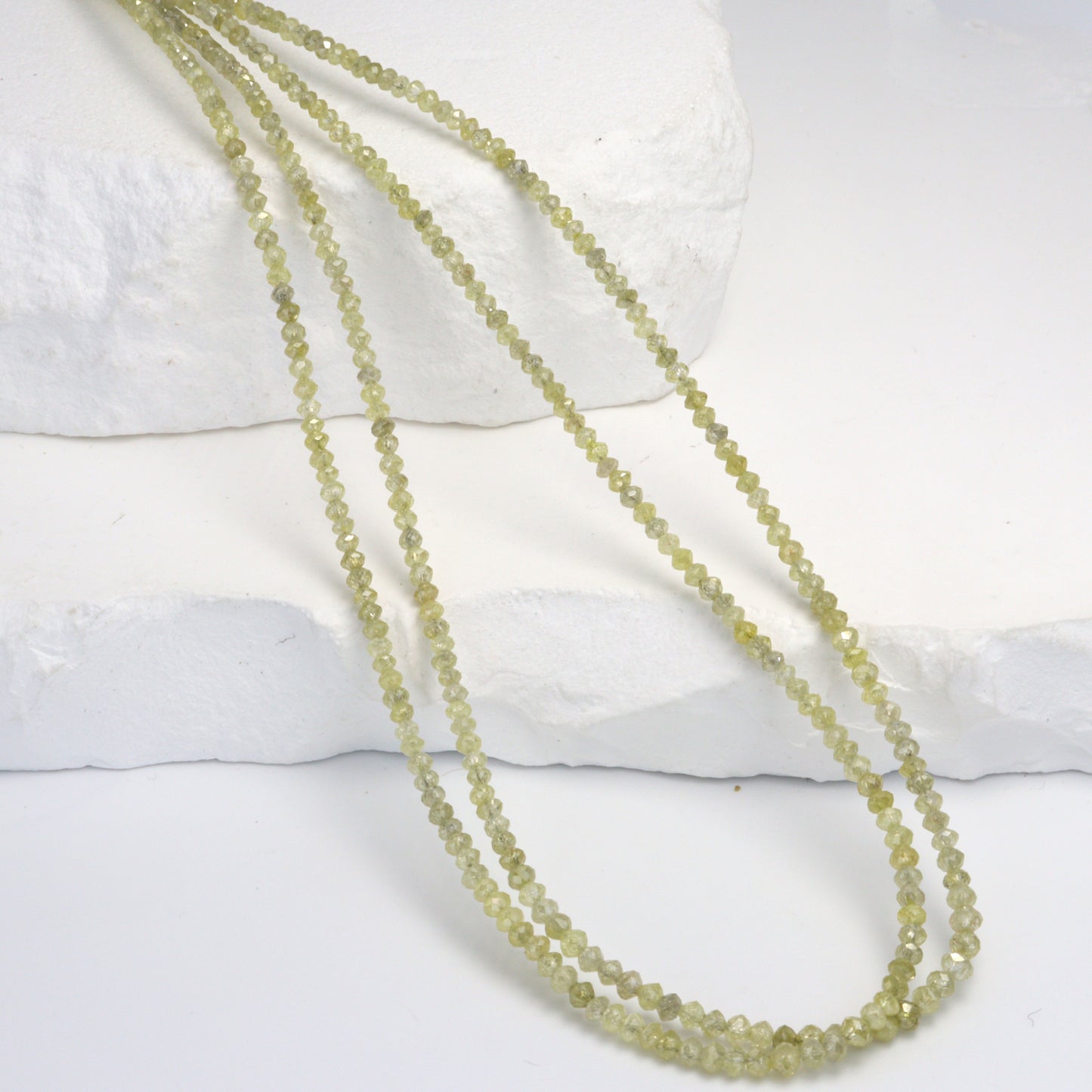 Champagne Diamond 2.1mm - 2.7mm Hand Faceted Rondelles Bead Strand