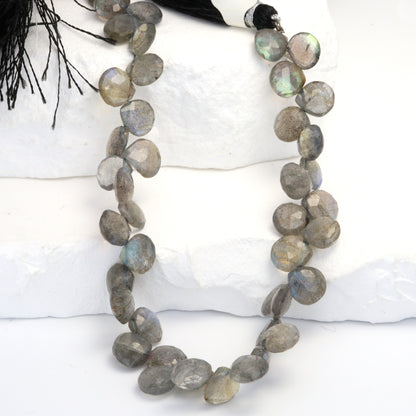 Blue Labradorite 7mm Faceted Hearts Bead Strand