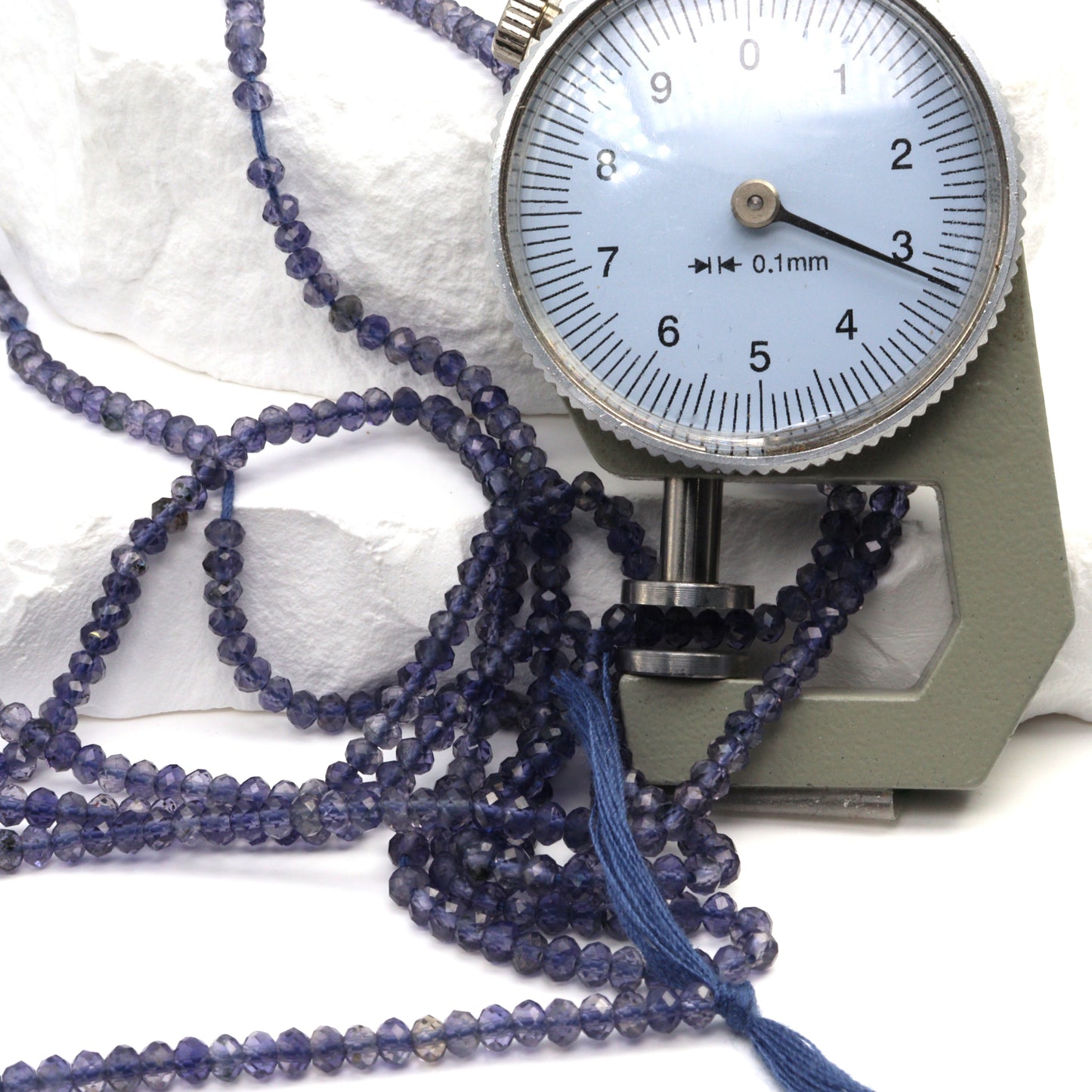 Blue Iolite 3mm Faceted Rondelles Bead Strand