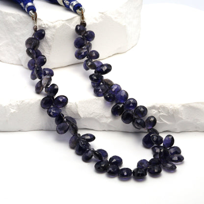 Blue Iolite 7x5mm Faceted Pear Shaped Briolettes