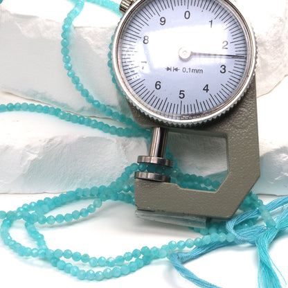 Blue Amazonite 2.5mm Faceted Rounds Bead Strand