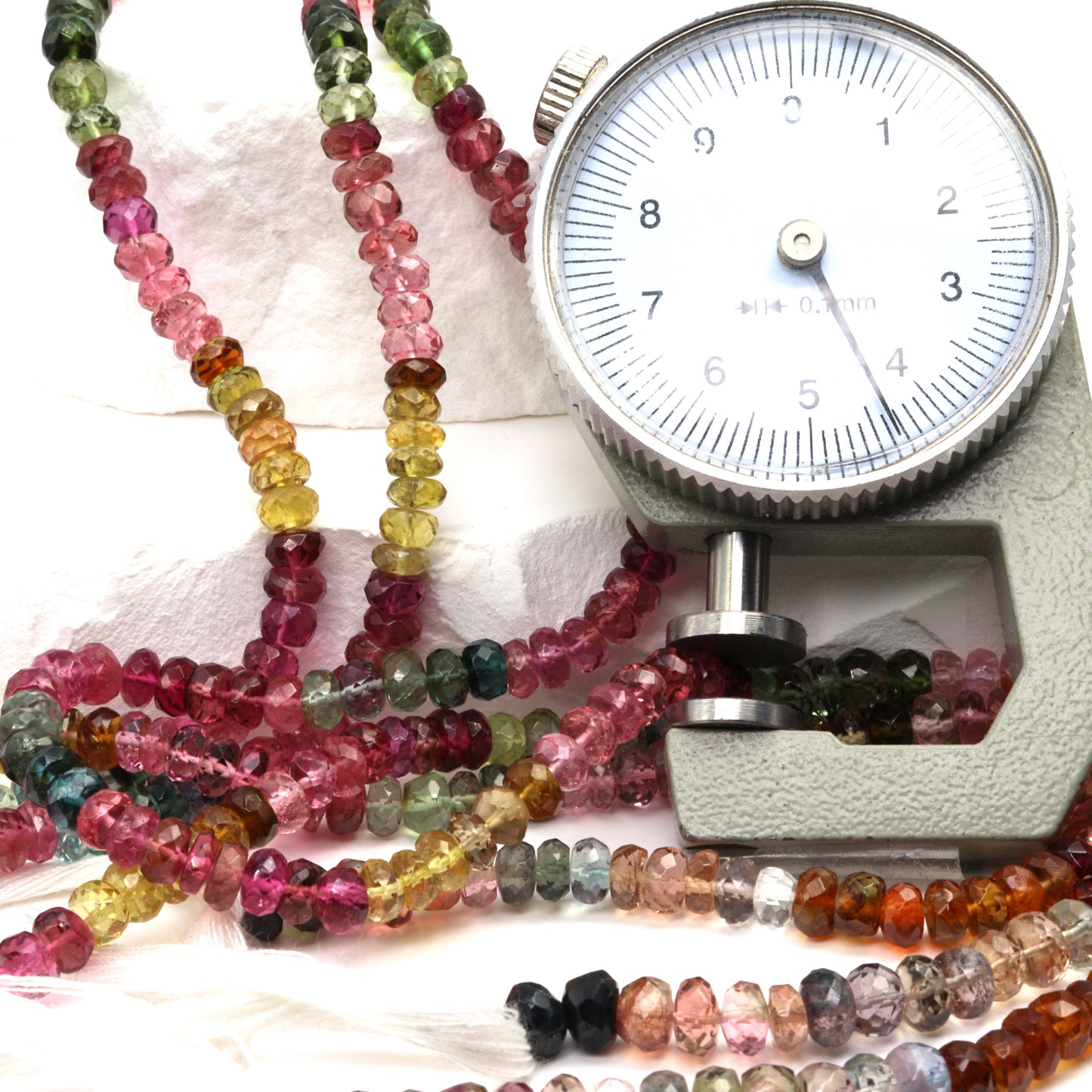 Watermelon Tourmaline 4.5mm Faceted Rondelles Bead Strand