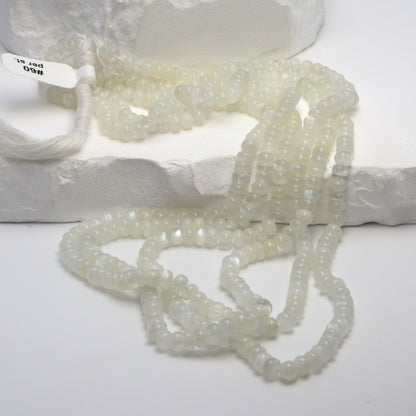White Moonstone 4mm Smooth Rondelles Bead Strand