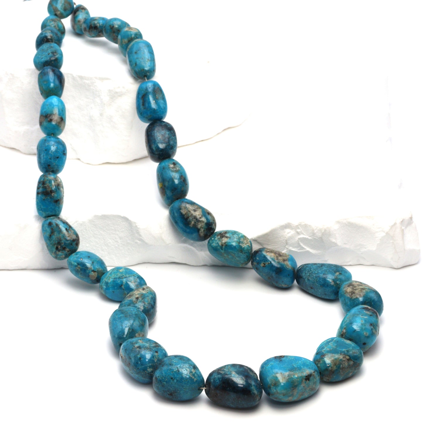 Natural Blue and Black Turquoise 11x9mm Smooth Nuggets