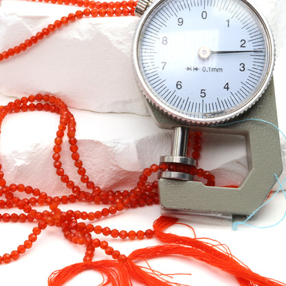 Orange Carnelian 2.5mm Faceted Rounds Bead Strand