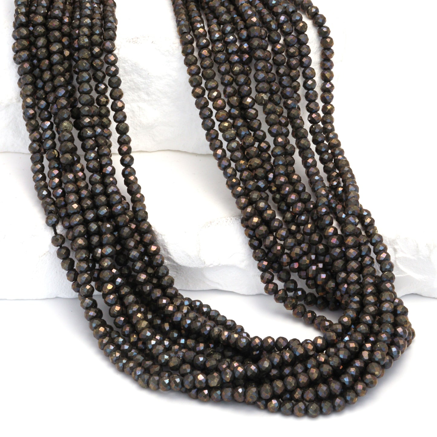 Natural Bronze Pyrite 3mm Faceted Rondelles