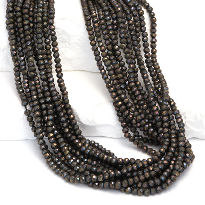 Natural Bronze Pyrite 3mm Faceted Rondelles