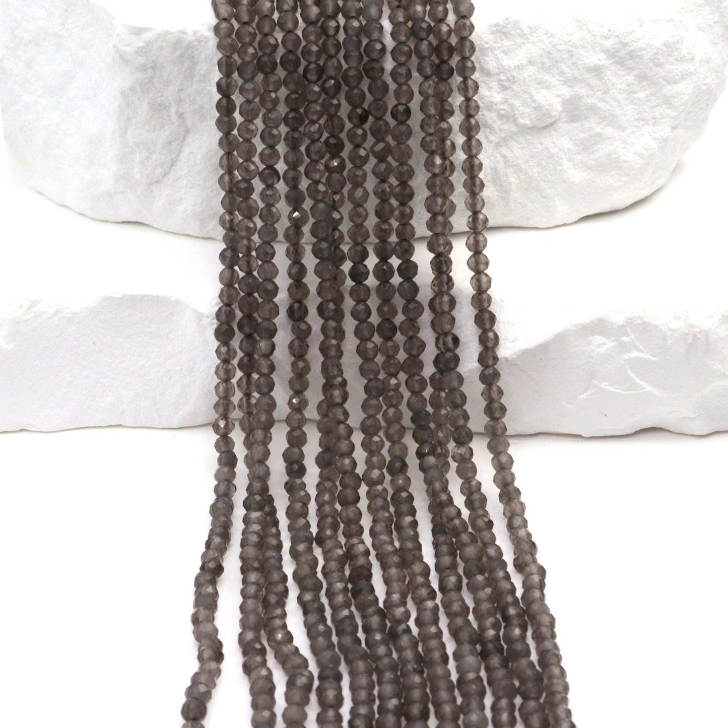 Gray Moonstone 2.5mm Faceted Rounds Bead Strand