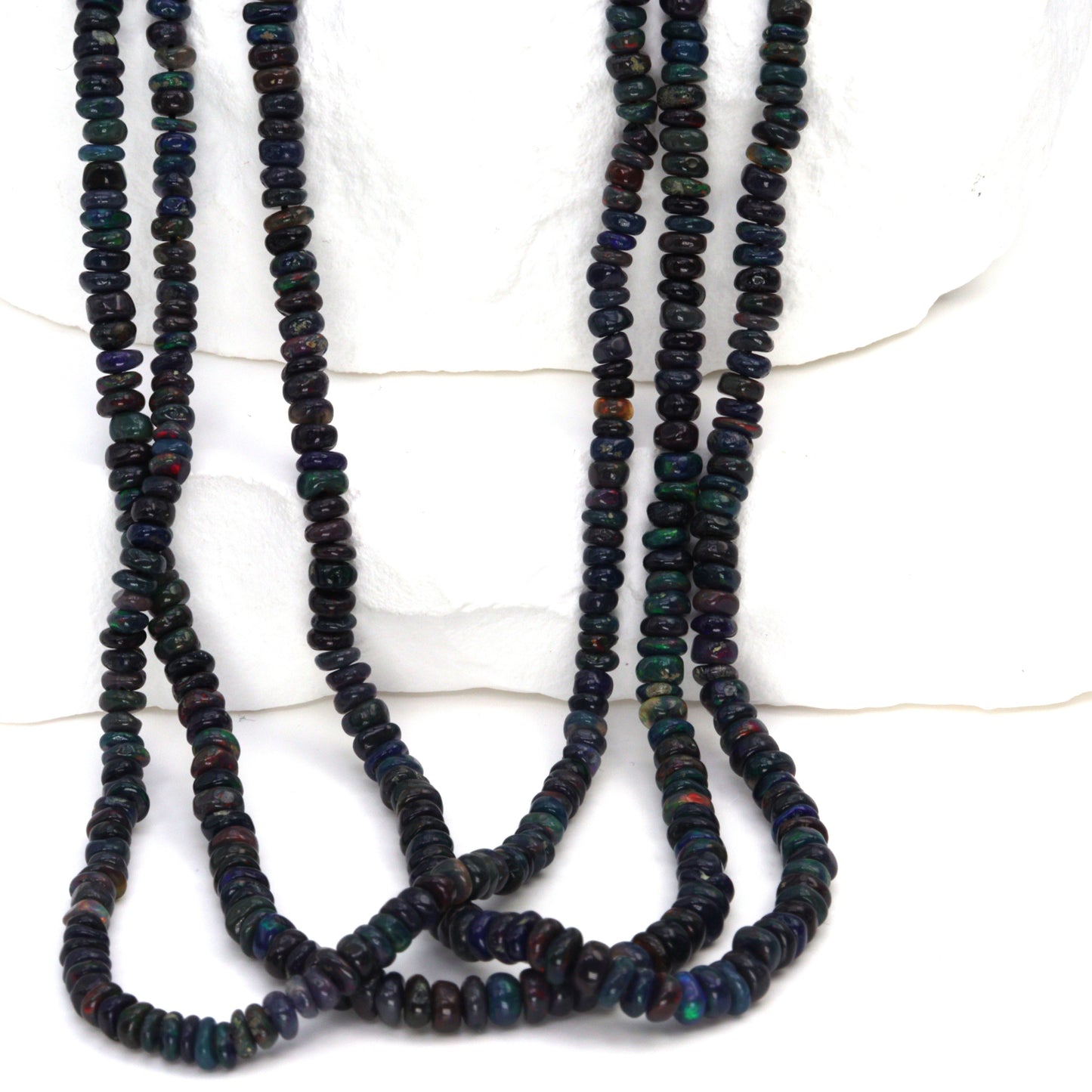 Black Ethiopian Opal 3mm Smooth Rondelles